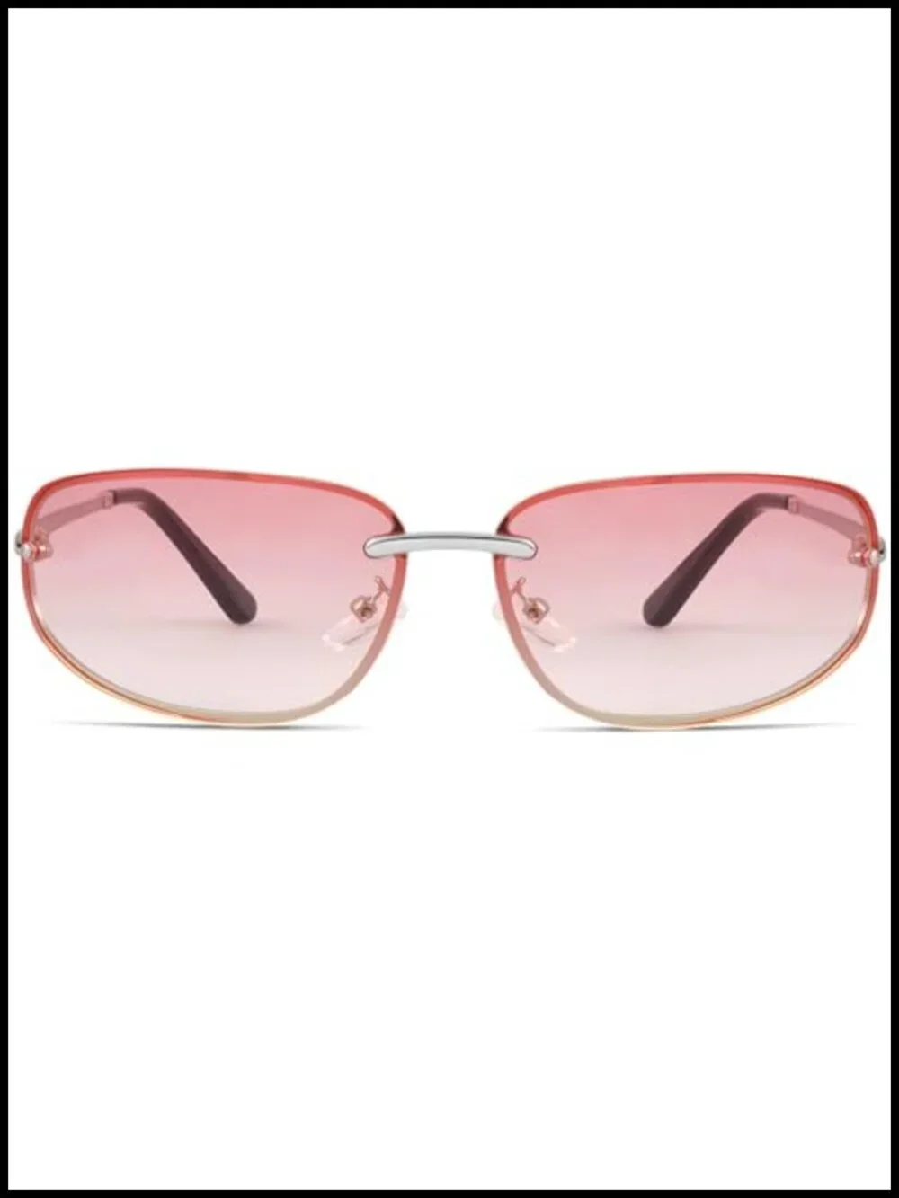 Rimless y2k Wrap Around Sunglasses Metal Frame UV400 Protection
